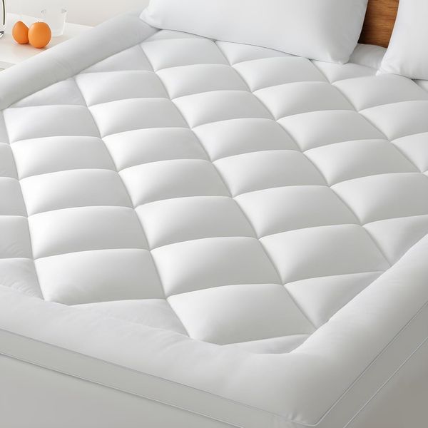 Ultraweicher 800GSM Matratzentopper in Weiss, waschbare Auflage mit tiefen Taschen fuer bis zu 40 cm dicke Matratzen 160 x 200 cm