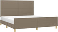 Taupe-farbenes Stoffpolster-Doppelbett mit gepolstertem Kopfteil und Lattenrost, modernes Schlafzimmerbett 160 x 200 cm