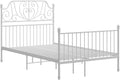 Pulverbeschichtetes weisses Metalldoppelbett, stabiler Bettrahmen mit Lattenrost fuer moderne Schlafzimmer 120 x 200 cm
