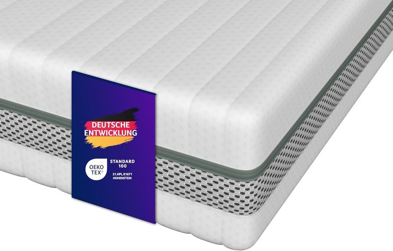 Oeko-Tex zertifizierte orthopaedische 7-Zonen Kaltschaummatratze, 2-in-1 Duo Haertegrad 2/3, deutsche Premiumqualitaet 120 x 200 cm bei 20 cm Hoehe