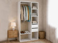 Geraeumiger Garderobenschrank in Weiss-Eiche Optik, modernes Schlafzimmermoebel mit grosszuegigem Stauraum 98 x 45 x 205 cm